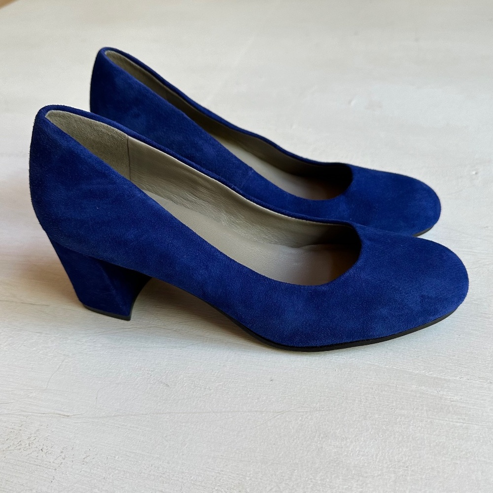 Eileen Fisher Blue Suede Block Heels